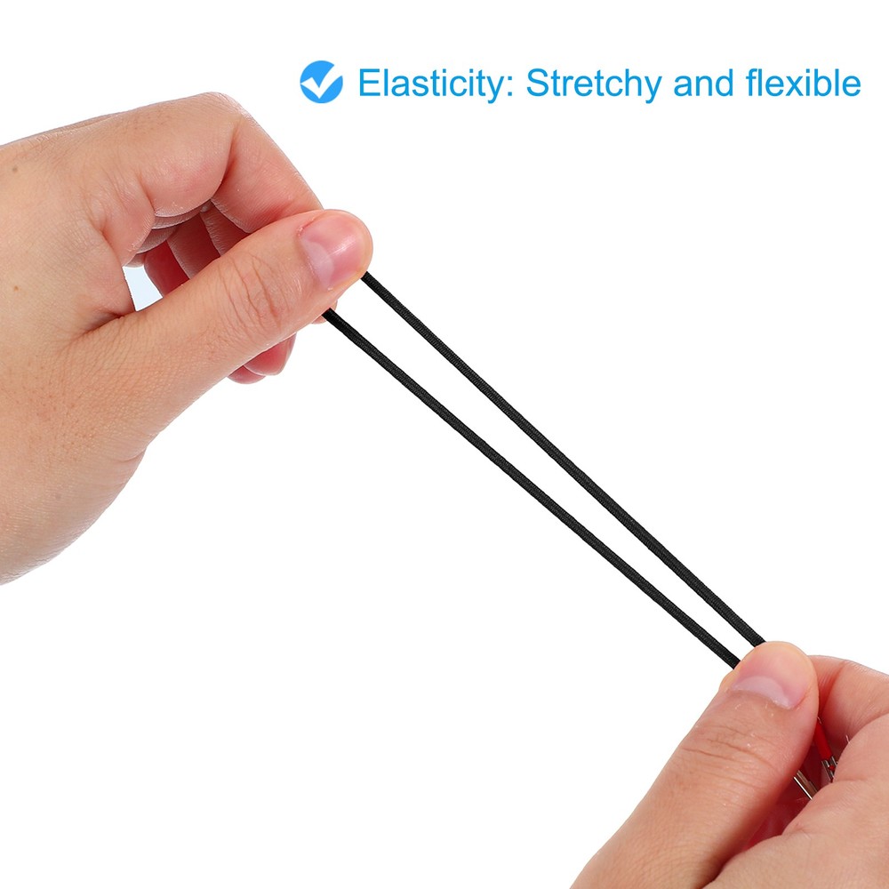 100 Pcs 13 Inch Elastic Barbed Cord 2 mm Loop Stretch Round String Black