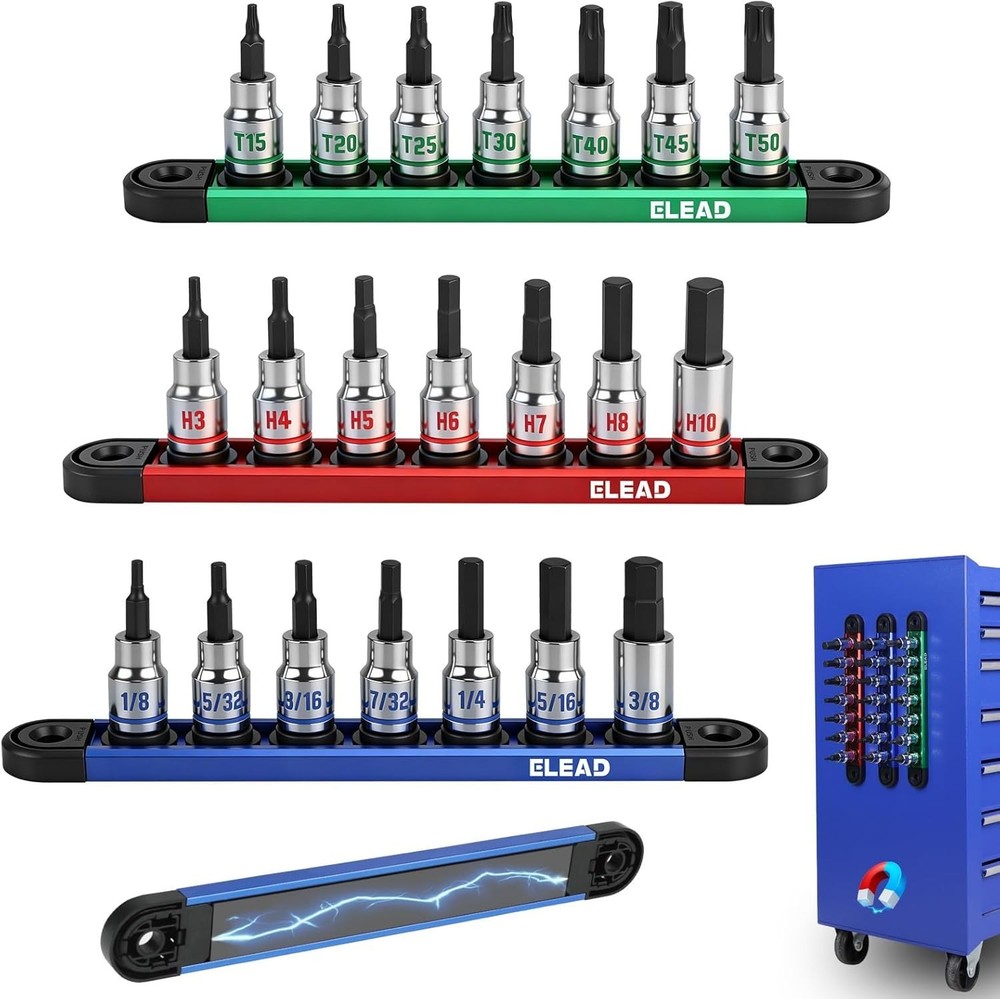 21-Piece Allen Bit Socket Set, 3/8" Drive Hex & Torx Socket Set with Magnetic...
