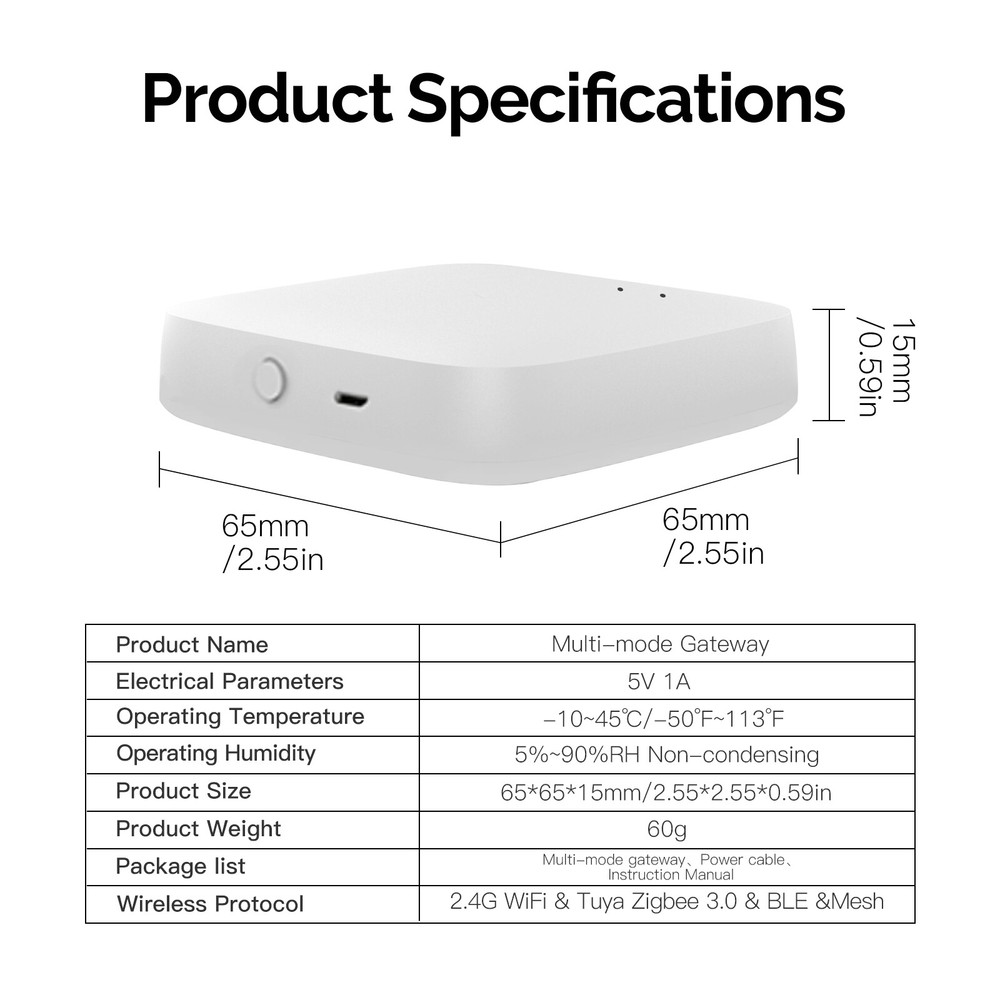 MOES Tuya Smart Multi-Mode Wireless Hub ZigBee Bluetooth Mesh Gateway App Remote