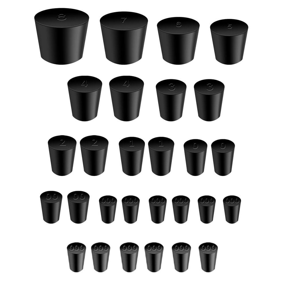 30Pcs Solid Rubber Stoppers 000#  8# Tapered Lab Bungs Solid Rubber Stoppers ...
