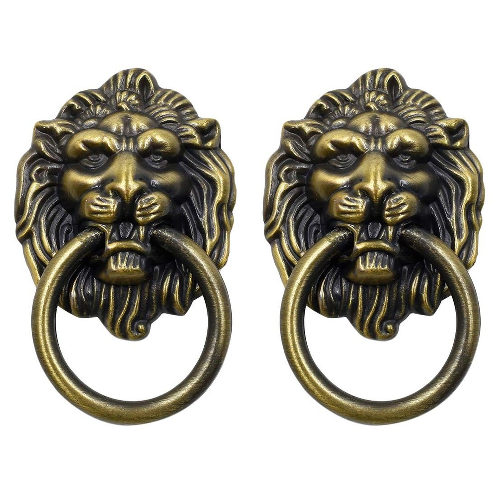 Luomorgo 12 Pack Cabinet Knobs Pulls Lion Head Ring Handle for Bronze