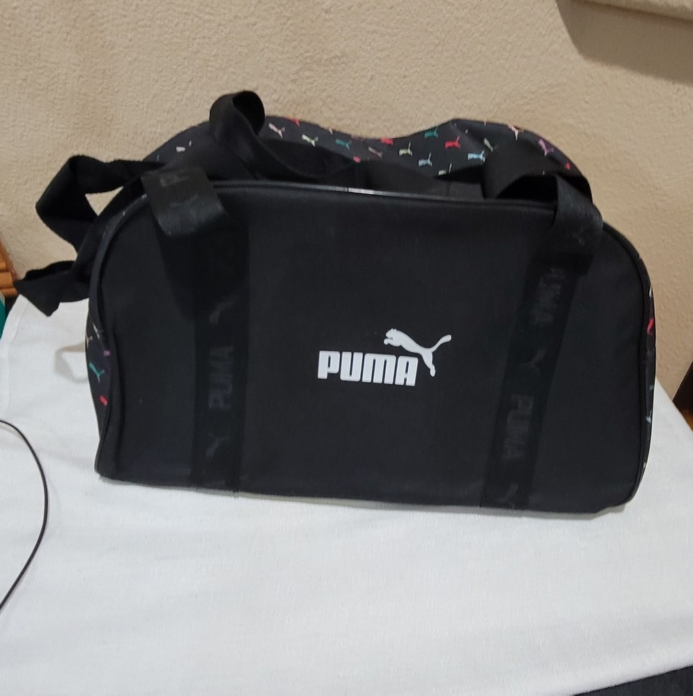 Puma Black Duffel Gym Bag – Adjustable Strap – Authentic