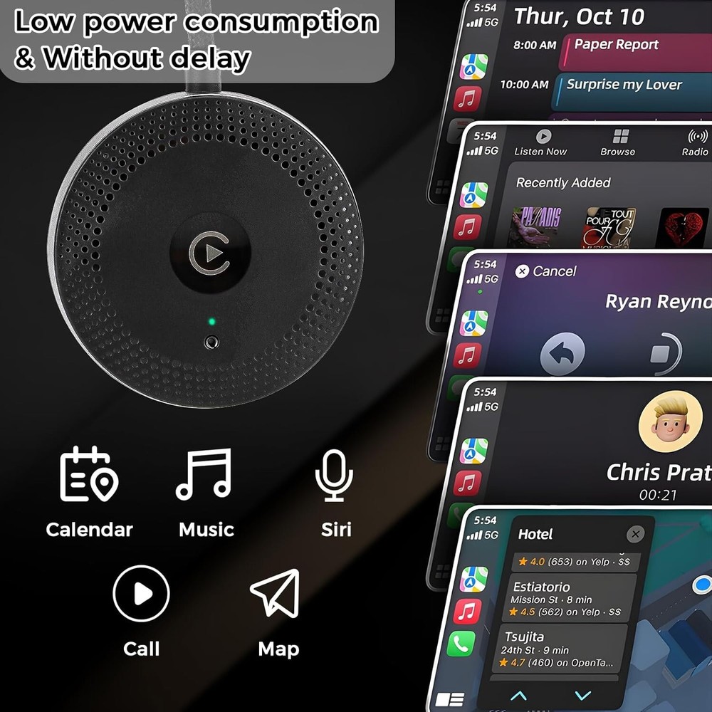 Wireless Carplay Adapter Converts Wired to Wireless for iPhone IOS 10+ Replace