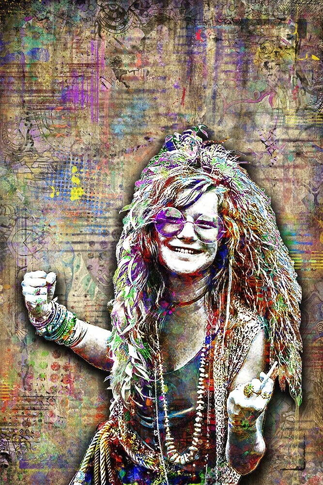 Janis Joplin Poster, Janis Joplin Tribute Pop Art Print with Free Shipping US