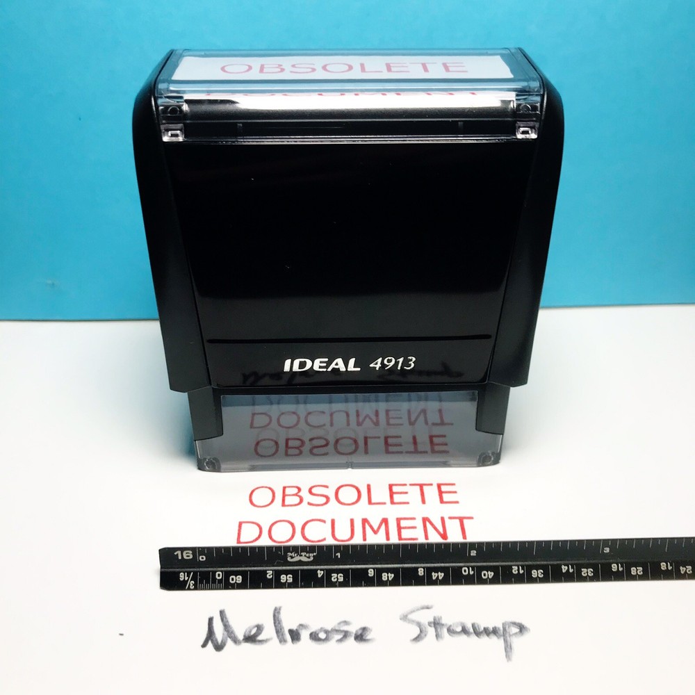 Obsolete Document Rubber Stamp Red Ink Self Inking Ideal 4913