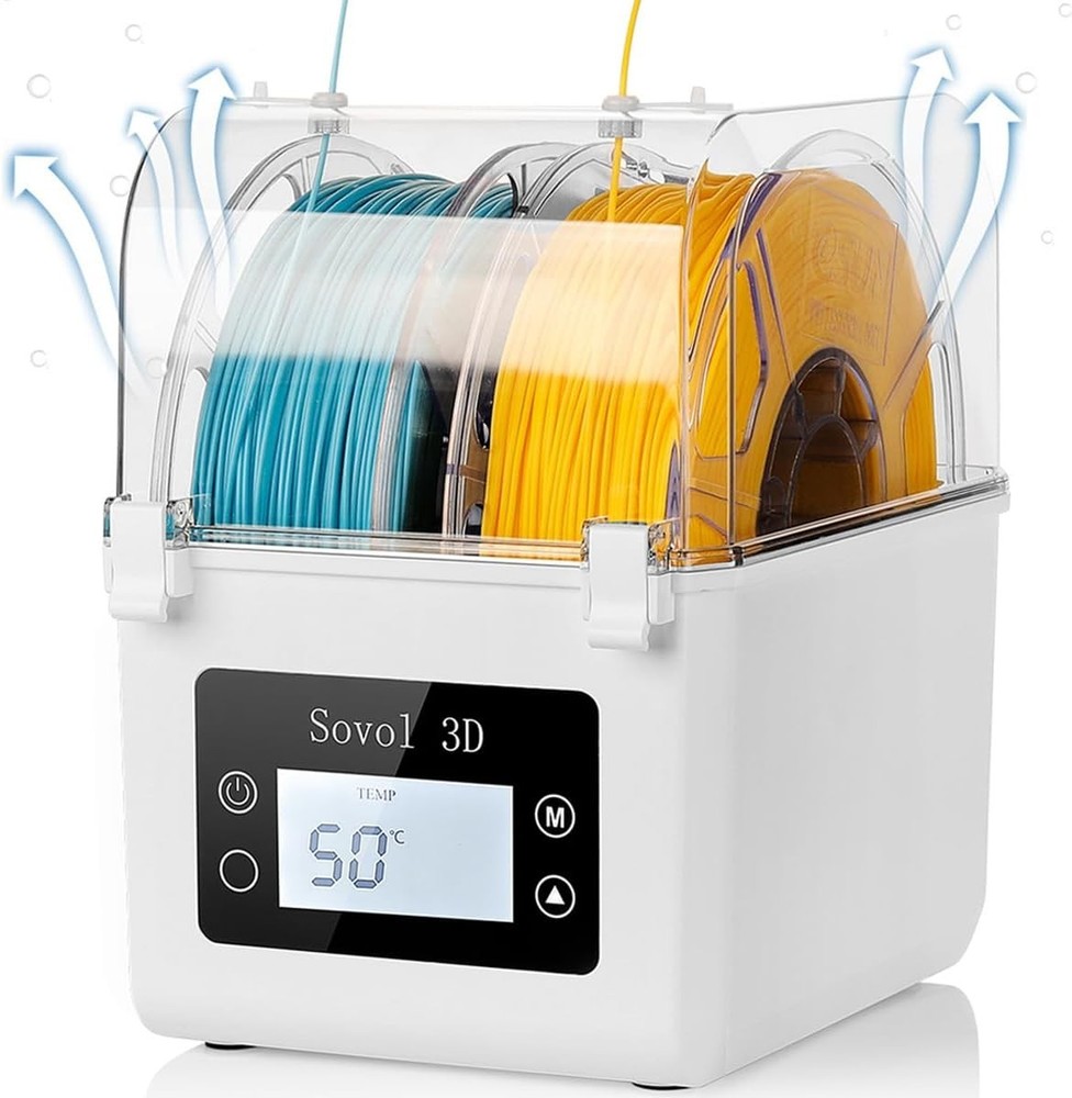 3D Printer Filament Dehydrator with Adjustable Temperature and Humidity Display