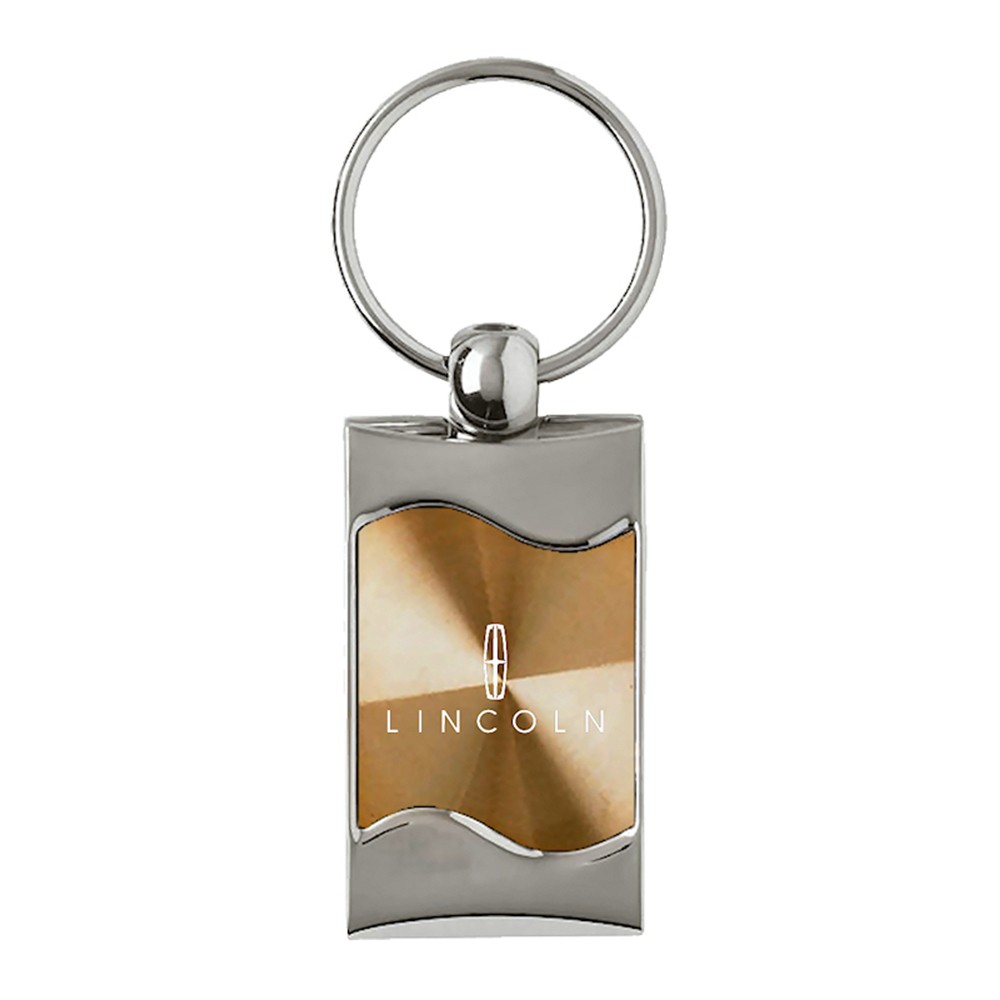 Licensed Gold Rectangular Wave Keychain for Lincoln - AUGD6638