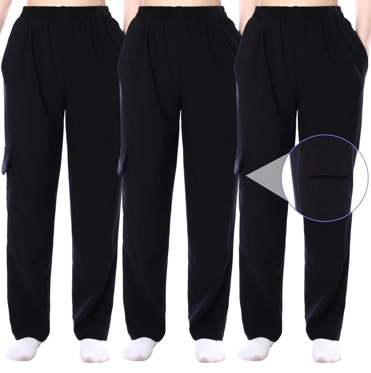 3 pc (3 pair) New Black baggy chef pants LARGE
