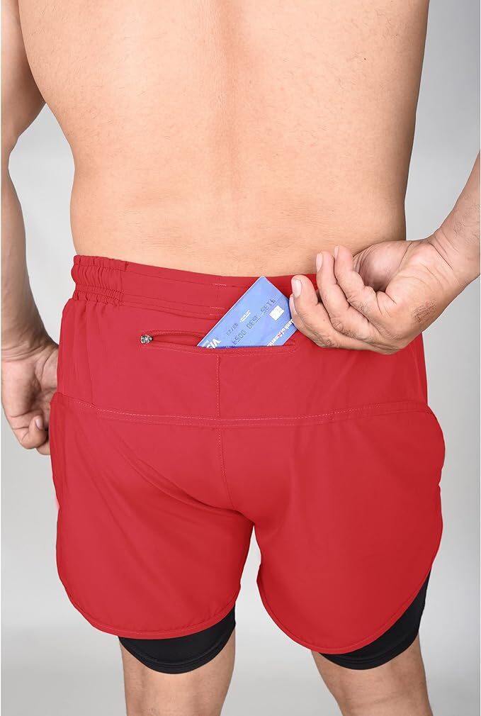 Exxact Sports 2 in 1 Shorts Men - Athletic Shorts with Compression Liner Men