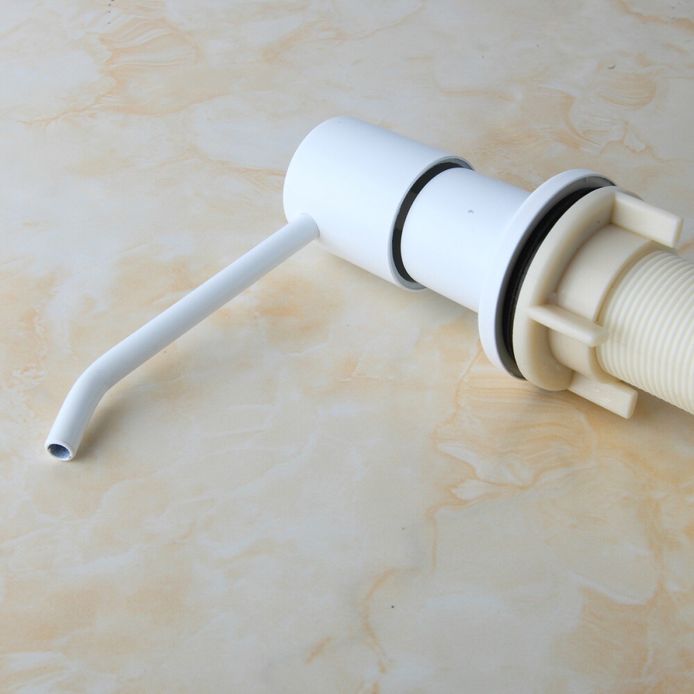 US Deck Mount 300ml White Press Head Kitchen Sink Liquid Soap Dispenser Bottle