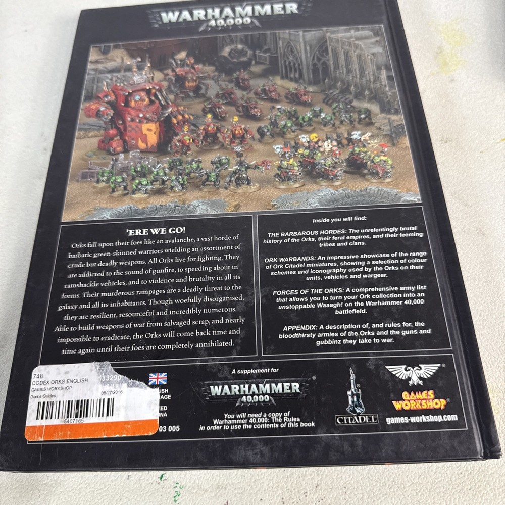 Warhammer 40K Codex: Orks (2018) Games Workshop Hardback Book 8th Ed.