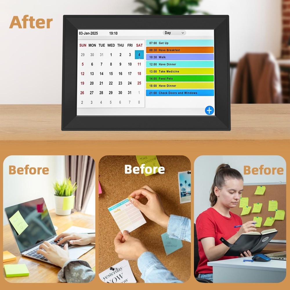 Jazeyeah10.1 Touch Screen Extra Large Digital Clock with Date and Day for Eld...