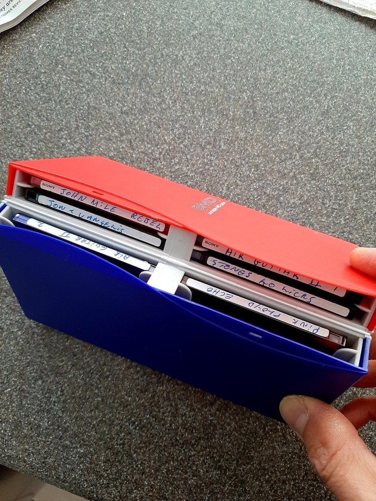 RARE stylish storage carry case Holds 8x minidisc clamshell spring ejection