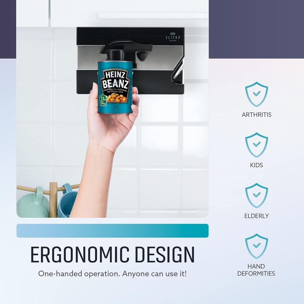 Automatic Under-Counter Can Opener with Blade Sharpener – Space-Saving Design