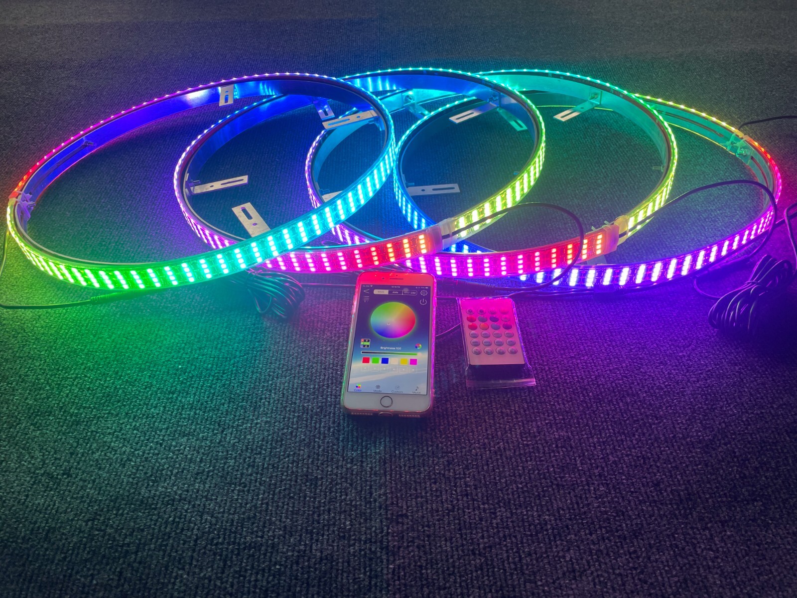 17.5" x4PCS Wheel Lights for Truck CHASING Quad Row LEDs Brightest APP + Remote