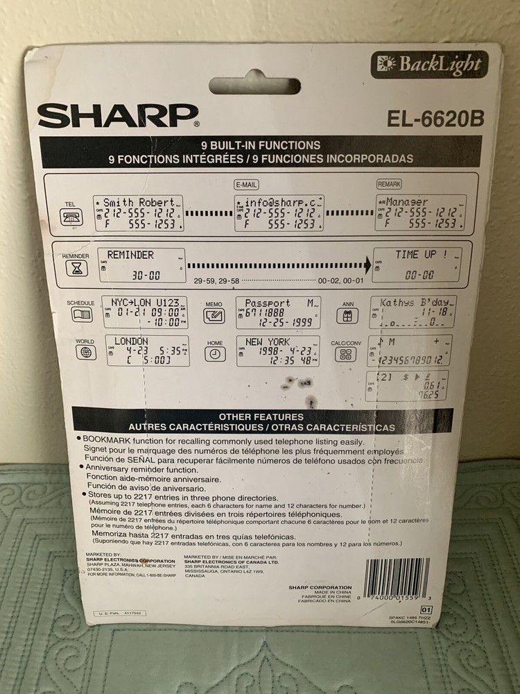 Sharp Memo Master Organizer - EL-6620B - Brand New - Untested