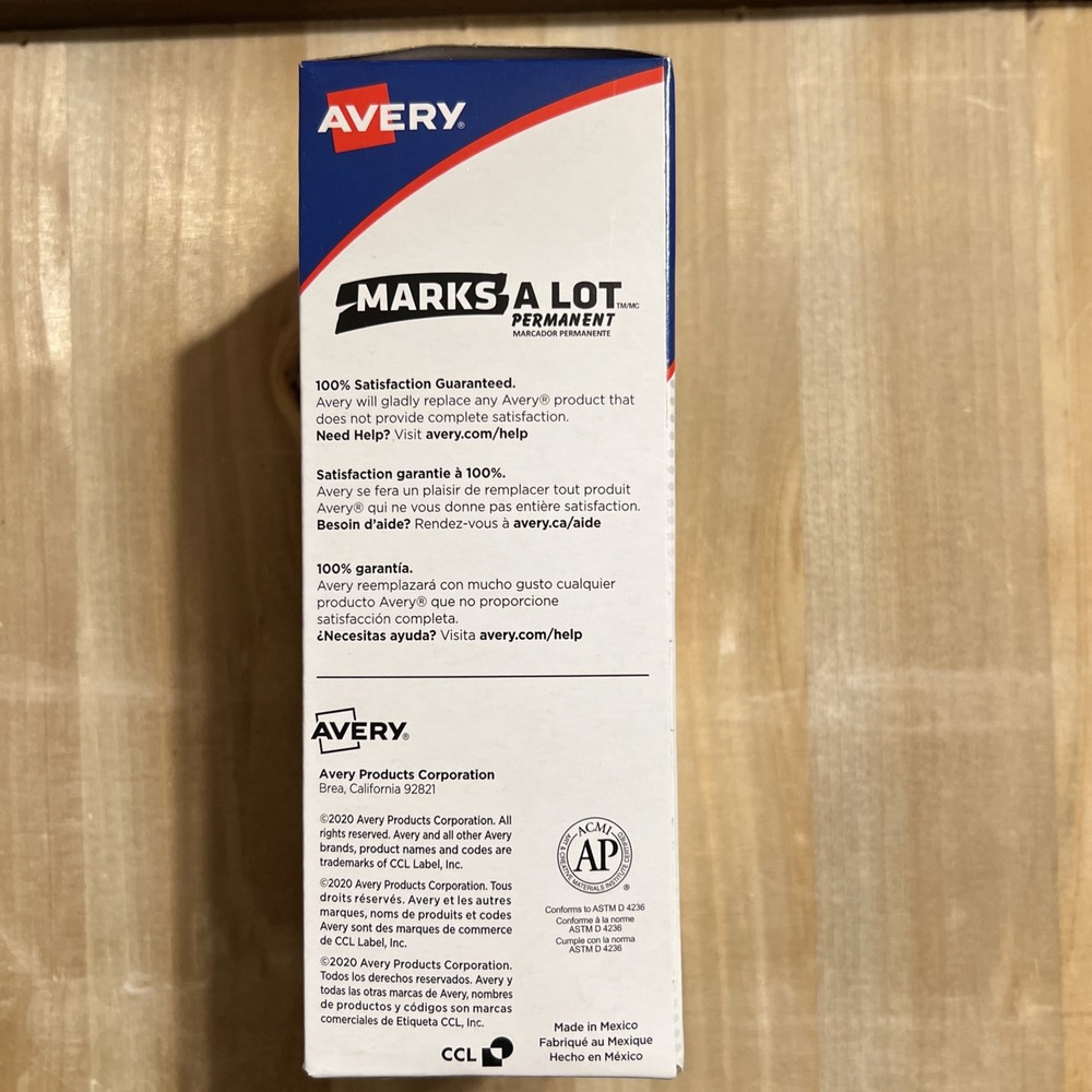 Avery Marks A Lot Permanent Markers, Black, Chisel Tip, (12 PACK) 08888-400