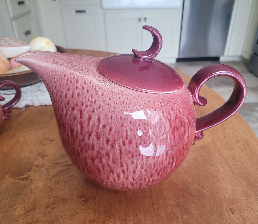 Mid Century Hull Maroon Tea Set. Beautiful!