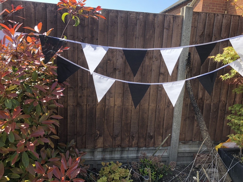 BLACK AND WHITE 30ft FABRIC BUNTING