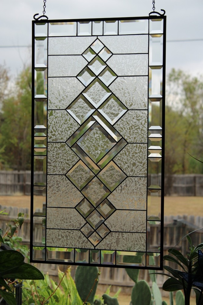 Rectangular stained glass window panel ,hanging,privacy glass,Made to order