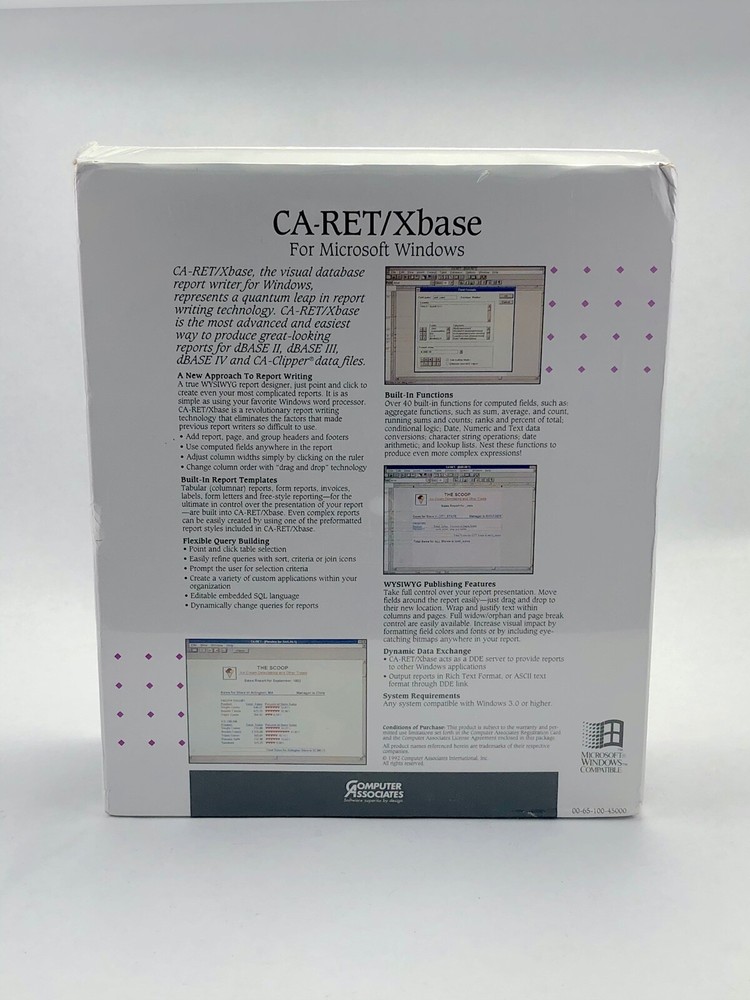 Rare NIB Computer Associates CA-RET/Xbase Visual Report Writer Microsoft Windows