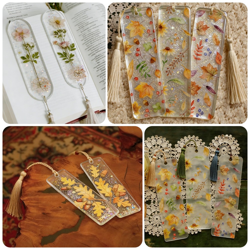 4 Pcs Bookmarks Silicone Mould, Multi-Shape Resin Bookmarks Moulds Making Kit