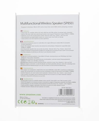 Black and Red Bluetooth FM Radio Wireless Streaming with SD Card Playback