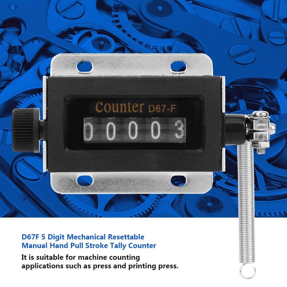 D67-F Mechanical Counter 5 Digit Resettable Pull Stroke Tally for Press Machine