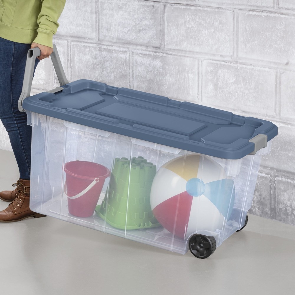 Sterilite 160 Quart Extra-Large Wheeled Storage Bin, Clear Storage Container