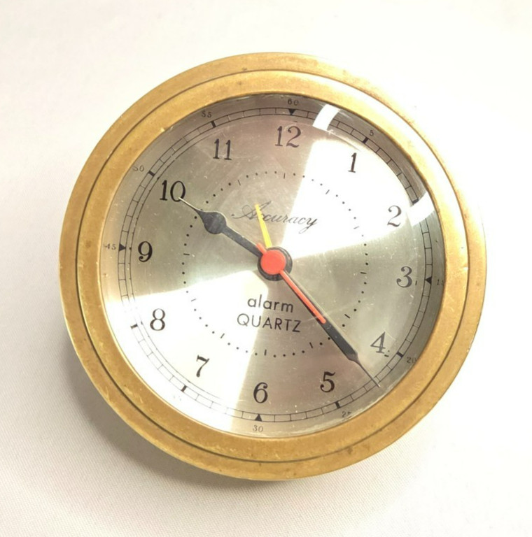 Accuracy Brass Desk Clock Nautical Angle Style Tested and Working