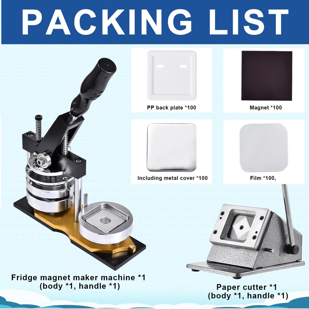 2X2" Square Fridge Magnet Maker Machine Photo Magnet Making KIT Button Maker