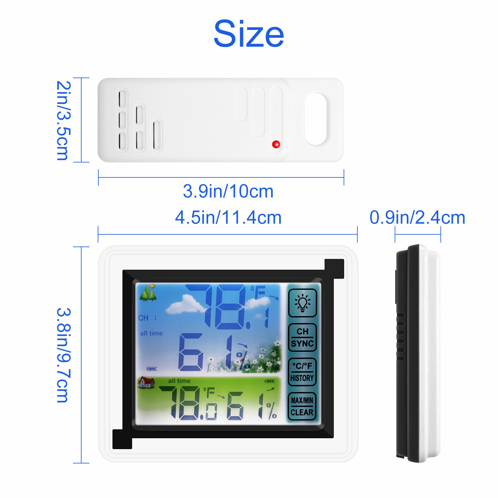 Digital LCD Display Thermometer Wireless Indoor & Outdoor Weather Station 24HRs