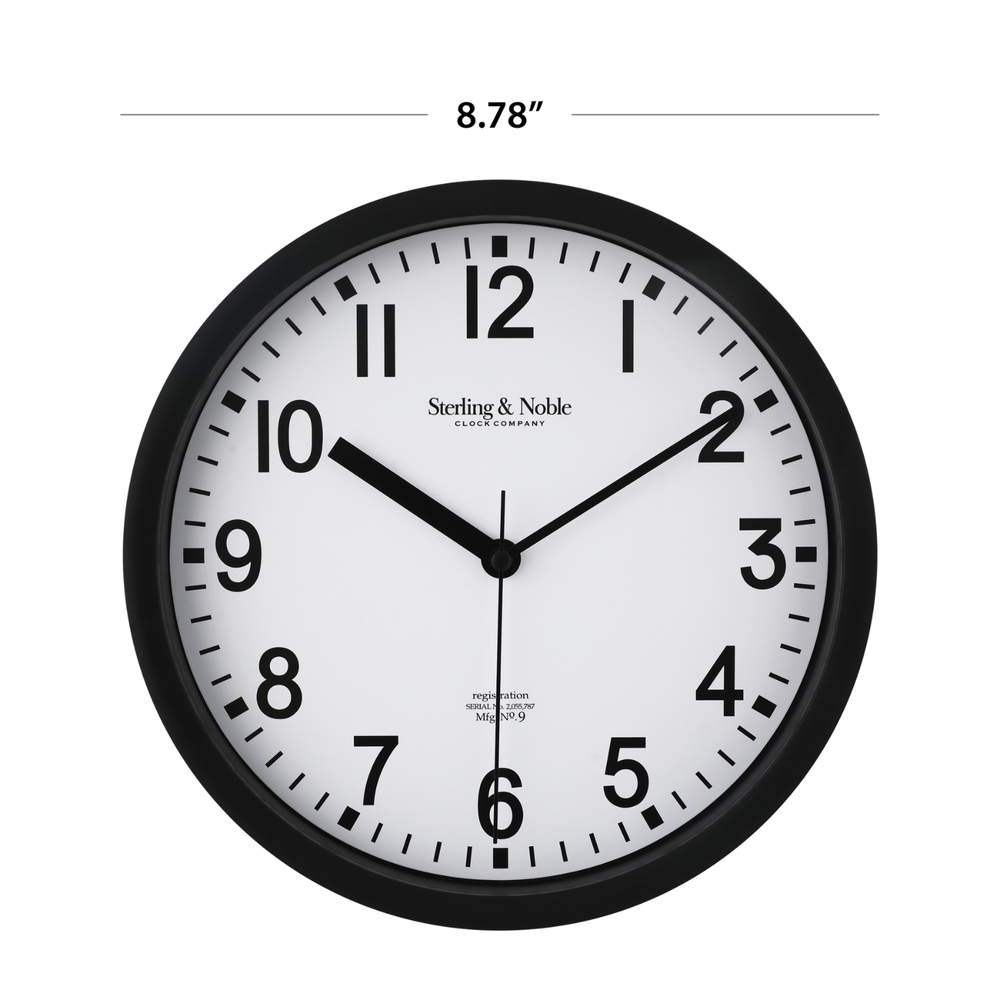 NEW 8.78" Basic Indoor Analog Round Modern Wall Clock, Black (FAST SHIPPING)