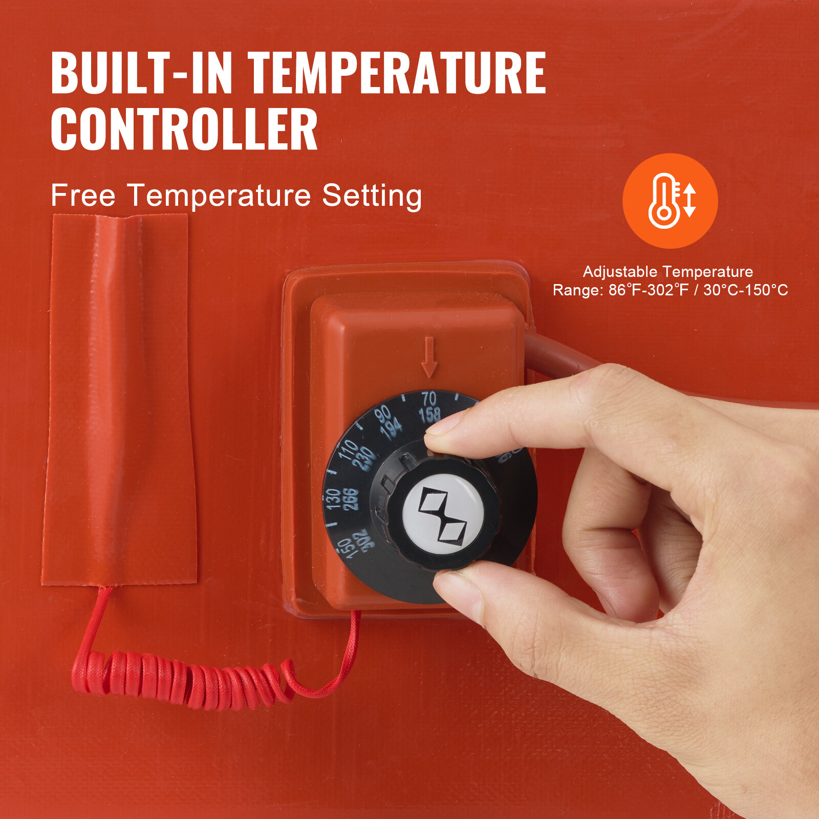 VEVOR 55 Gallon Metal Drum Heater 1200 Watt 5 inch Width 86-302℉ Adjustable