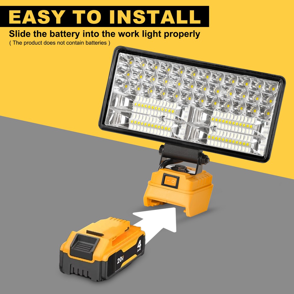 3×Cordless Led Work Light For Dewalt 20V Battery,Portable Flood Light Flashlight