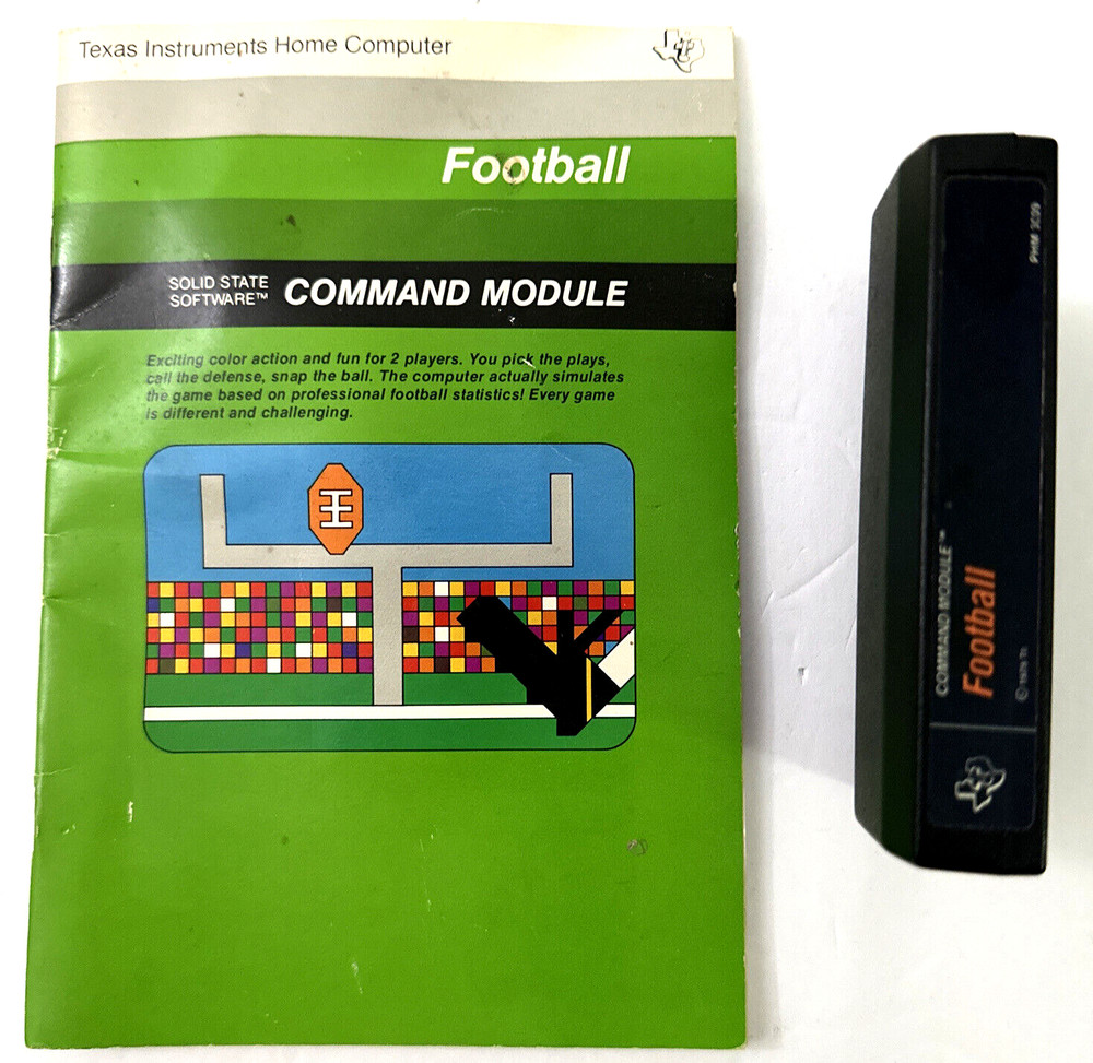 Football Game Command Module & Manual Texas Instruments TI99/4A Computer Vintage