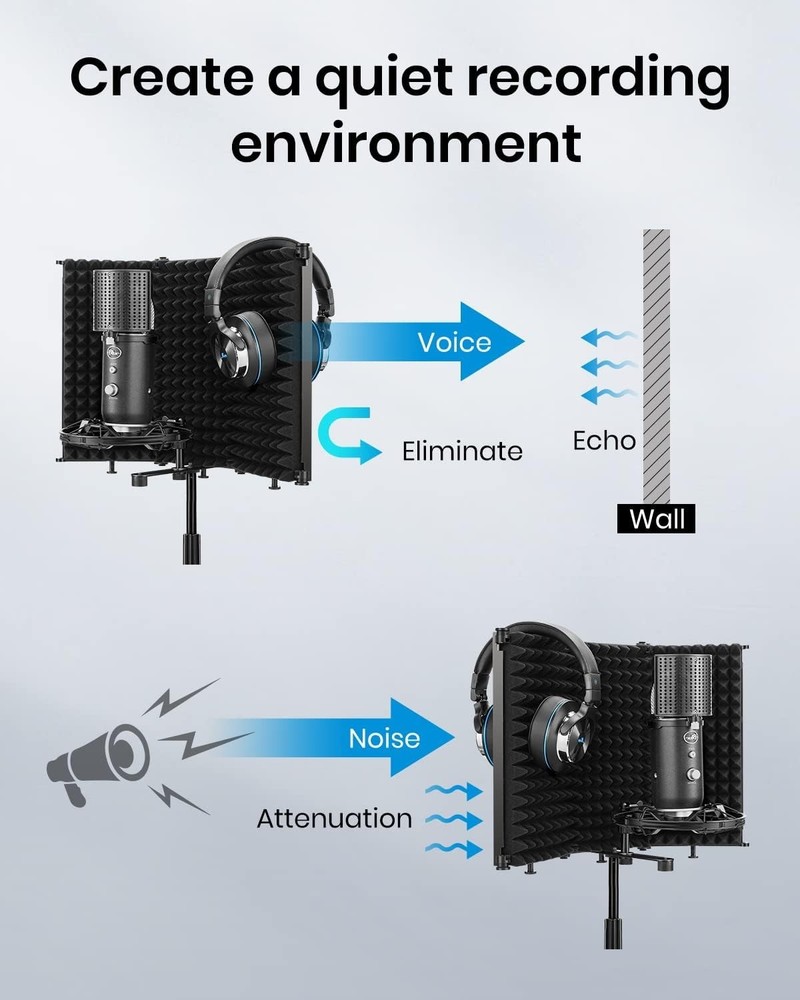 Foldable Microphone Isolation Shield for Superior Sound Quality & Flexibility