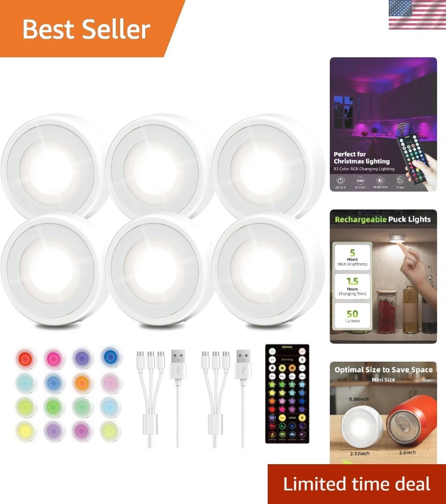 Compact 2.5'' Rechargeable LED Puck Lights - Wireless Touch & Remote Control