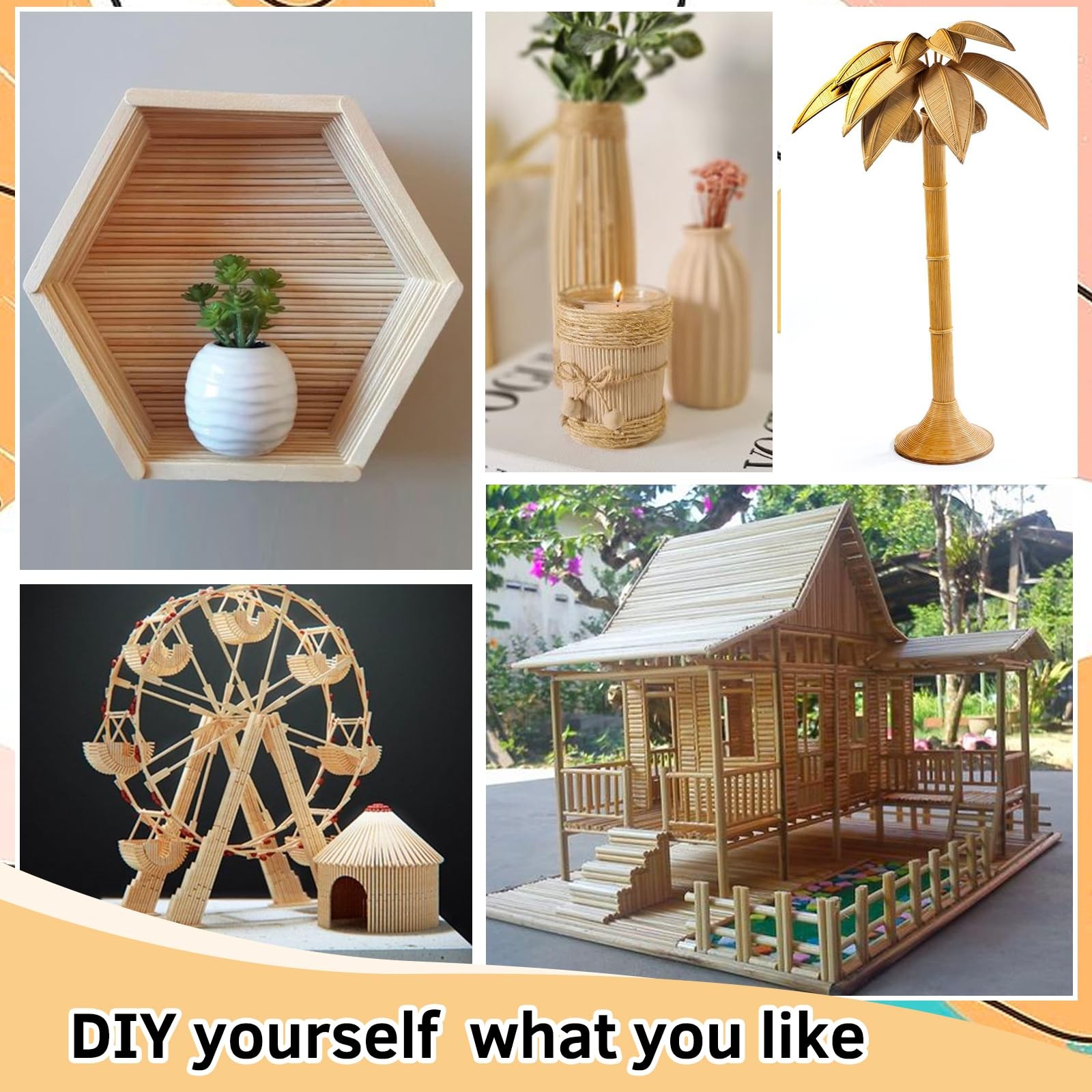 ONUPGO 6 PCS Dowel Rods Wood Sticks 1 X 12 1x12Dowels-6