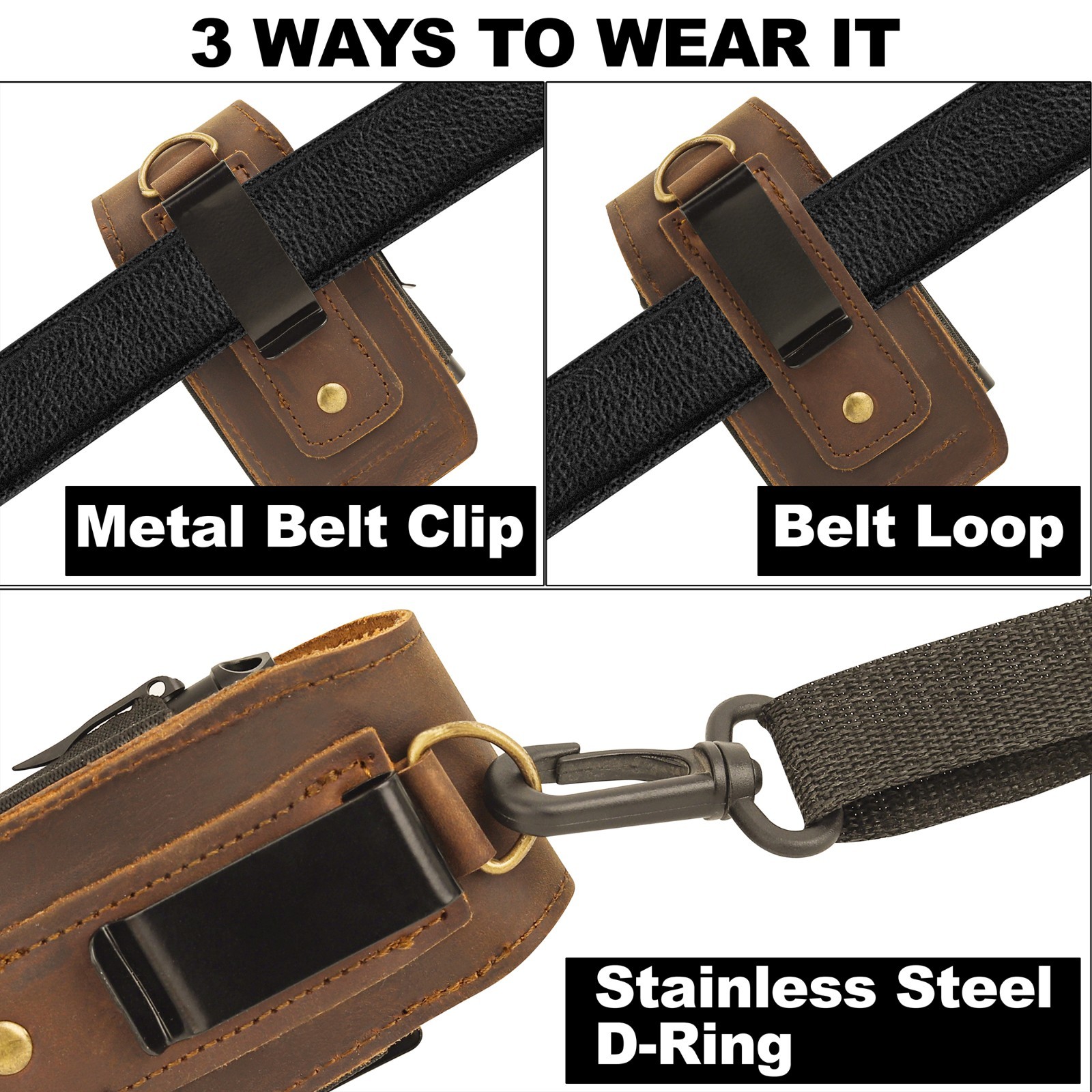 NUTUCH Leather EDC Multitool Sheath with Flip Closure | Leather EDC Organizer