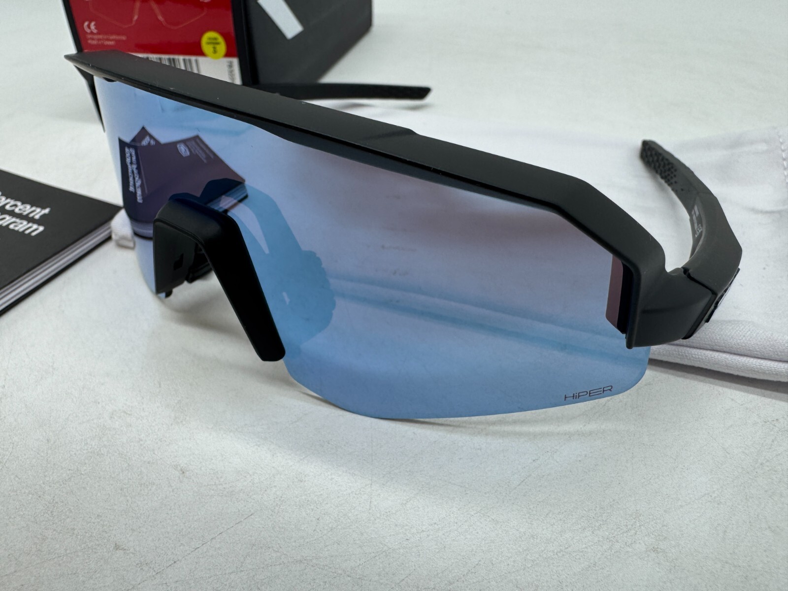 100% Slendale Youth Sport Performance Sunglasses Black Hiper Blue Mirror Lens