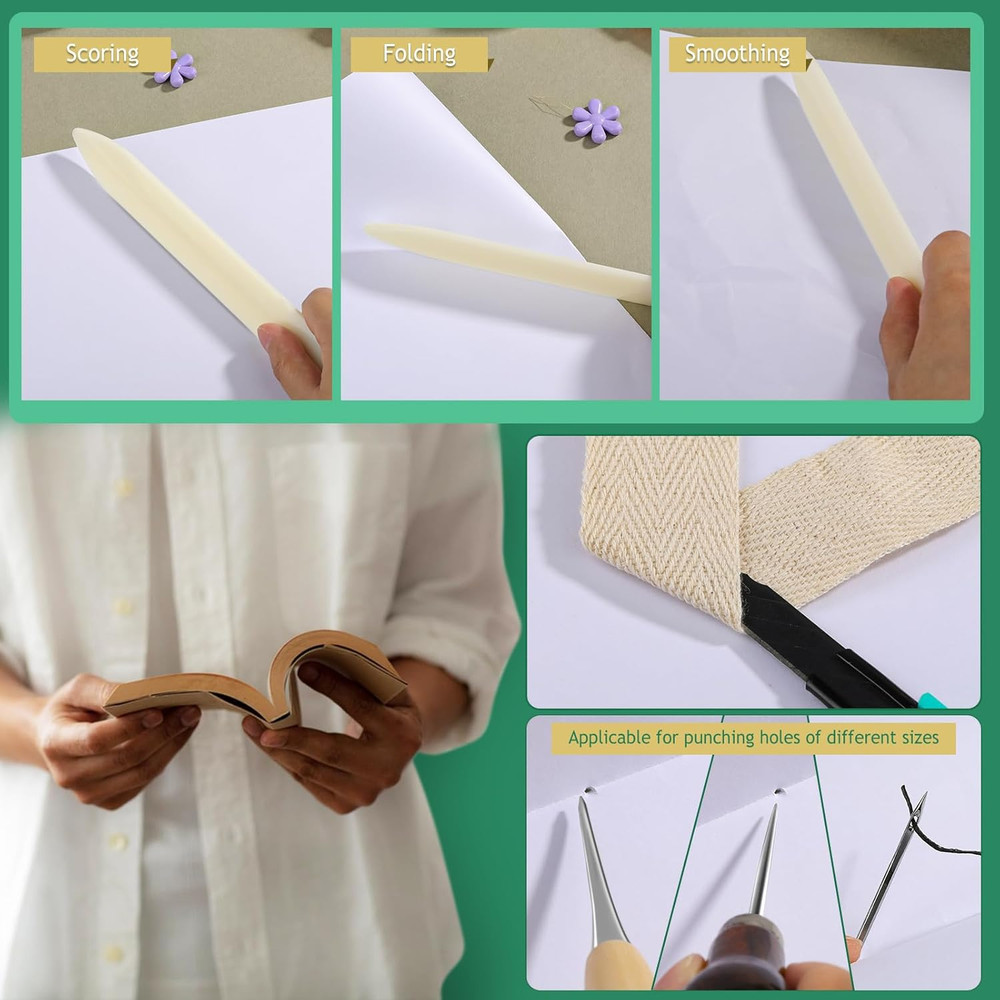 65 Pcs Bookbinding Kit Book Binding Materials Bone Folder Tool Book Binding Kit