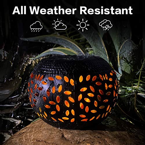 Solar Table Lanterns Outdoor Waterproof- 2 Pack Dancing Flickering Black-2PACK