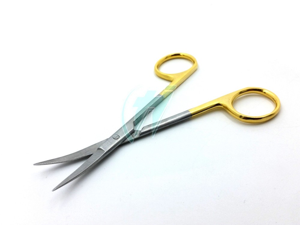 6 GOLD HANDLE IRIS MICRO DISSECTING SCISSORS CURVED 4.5"