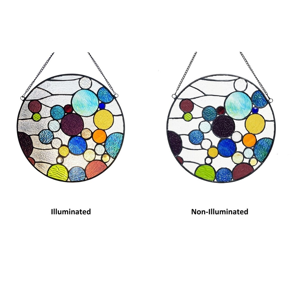 13" Round Stained Glass Window Hanging Panel Suncatcher