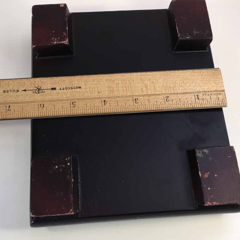 Rectangular Footed Wooden Display Plaque Stand Base Figurine Plants 6"X7"