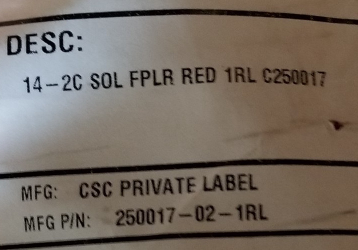 CSC 250017 14/2C Solid Unshielded Riser Fire Alarm/Communication Cable Red/100ft
