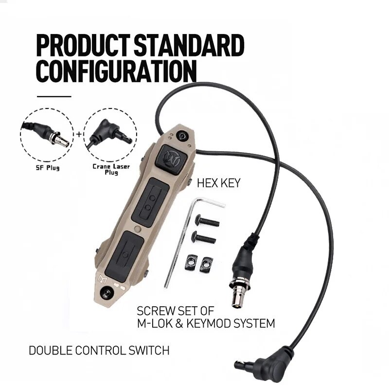 TacticalflashLight Tail Dual Control Remote Switch Crane For OGL PEQ DBAL Laser