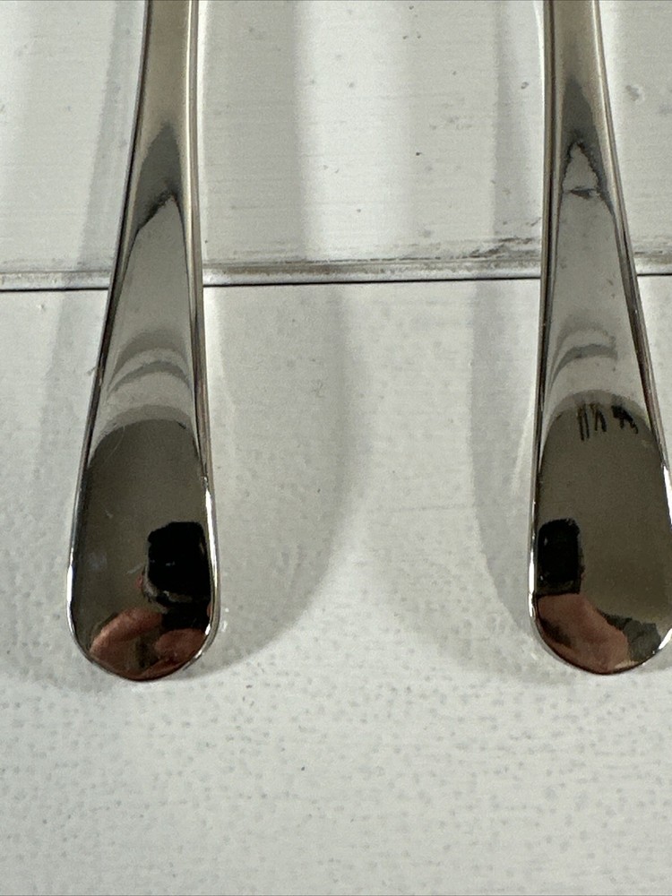 Italy Silver Plate Salad Server Spoon and Fork Utensils 9" Glossy Vintage