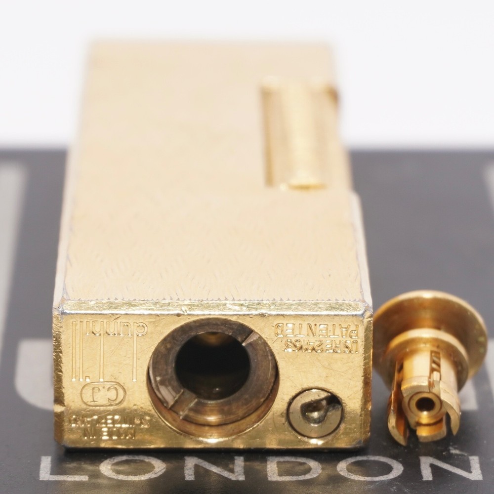 Dunhill Rollagas Lighter Gold CHEVRON Pattern-Ultrasonically cleaned_Working